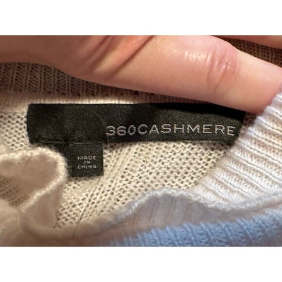 360 Cashmere Women's Long Sleve Turtle Neck Cashmere Sweater Cream White SZ M - Picture 9 of 12
